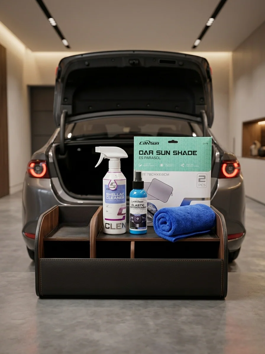 Kit Complet d'Entretien Auto 3 en 1 ( Eclat intense + Rénovateur plastique + Par-soleil)